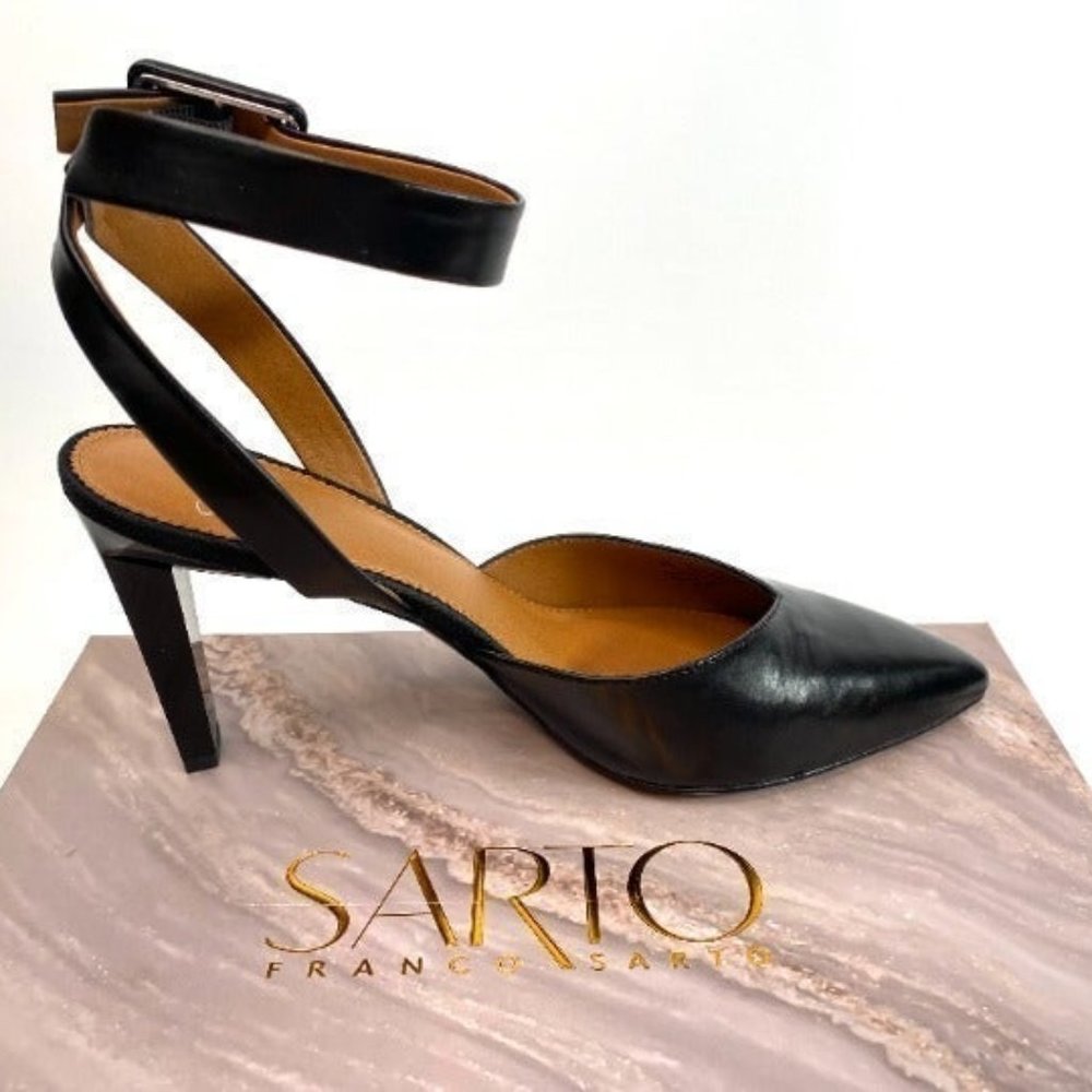 NEW! FRANCO SARTO Black Leather Pumps 9M